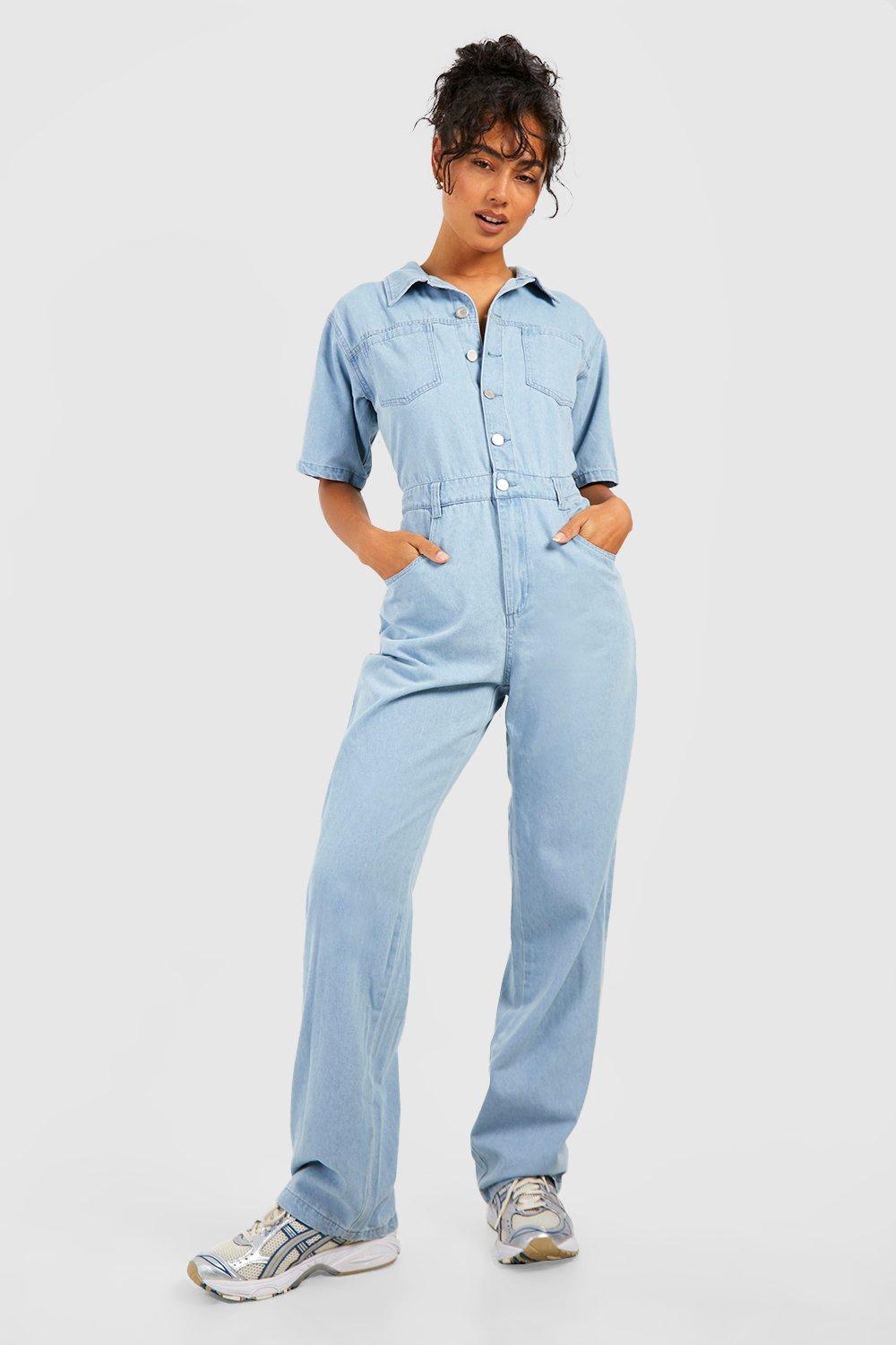 Blue denim cheap boiler suit